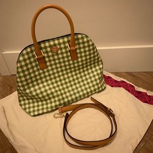 Tory Burch Kerrington Gingham Open Dome Tote 💚